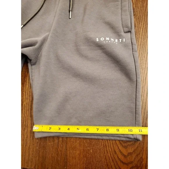 Sonneti London Mens Small Gray Fleece Shorts 9" Inseam -Logo Drawstring, Pockets - Picture 10 of 16